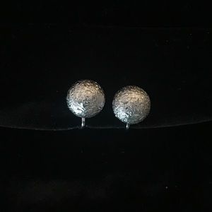 Silver Textured Clip-On Earrings